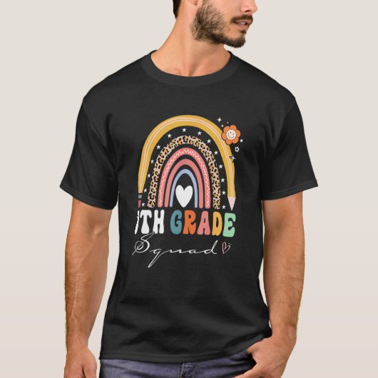 Back To School Rainbow 7th Seventh Grade Squad Tea Tシャツ (正面)
