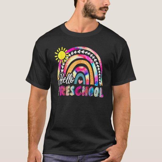 Back To School Rainbow Boho Tie Dye Teacher Hello  Tシャツ (正面)