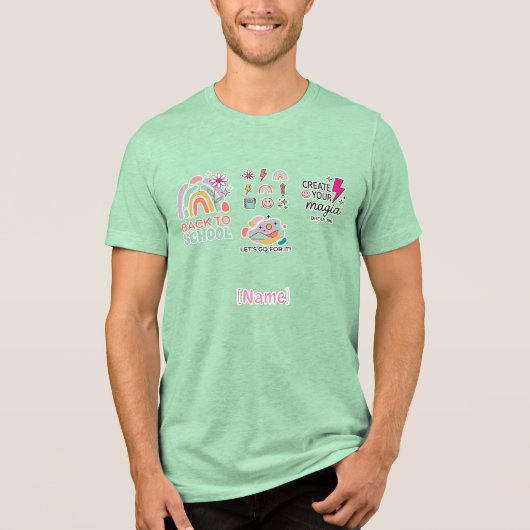 Back to School Rainbow / Regreso Arcoíris Escolar トライブレンドTシャツ (正面)