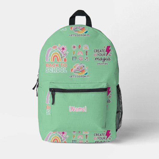 Back to School Rainbow / Regreso Arcoíris Escolar プリントバックパック (正面)