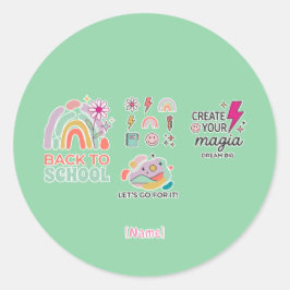 Back to School Rainbow / Regreso Arcoíris Escolar ラウンドシール