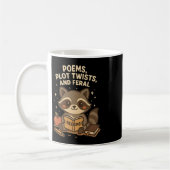 Back To School Reading Teacher Raccoon Poem Plot T コーヒーマグカップ (左)