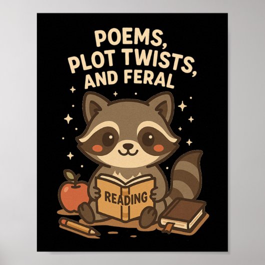 Back To School Reading Teacher Raccoon Poem Plot T ポスター (正面)