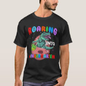 Back to School Roaring Kindergarten Dinosaur Rex B Tシャツ (正面)