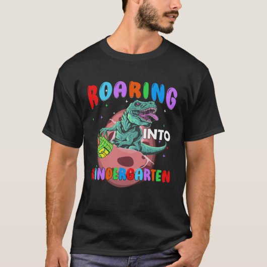 Back to School Roaring Kindergarten Dinosaur Rex B Tシャツ (正面)