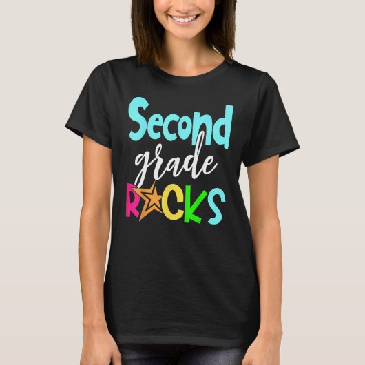 Back To School Second 2nd Grade Rocks Boys Girls K Tシャツ (正面)