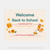 Back to School Sign Welcome Classroom Cute Kids アクリルサイン (正面)