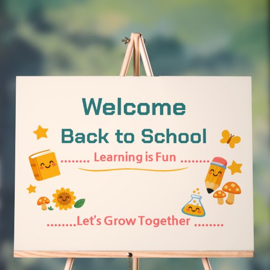 Back to School Sign Welcome Classroom Cute Kids アクリルサイン (ニュートラル)