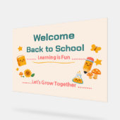 Back to School Sign Welcome Classroom Cute Kids アクリルサイン (傾斜)