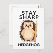 Back to School Stay sharp hedgehog Minimalistic  ポストカード (正面/裏面)