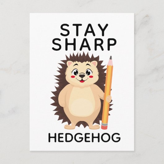 Back to School Stay sharp hedgehog Minimalistic  ポストカード (正面)