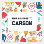 Back To School Supplies スクエアシール (正面)