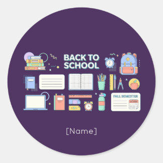 Back to School Supplies / Regreso Útiles Escolares ラウンドシール