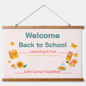 Back to School Tapestry Welcome Classroom Decor 吊り下げ型タペストリー (正面)