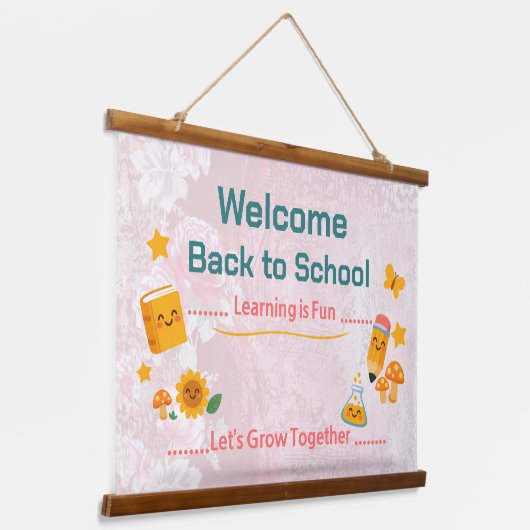 Back to School Tapestry Welcome Classroom Decor 吊り下げ型タペストリー (傾斜あり)