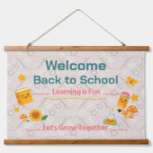 Back to School Tapestry Welcome Classroom Decor 吊り下げ型タペストリー (正面)