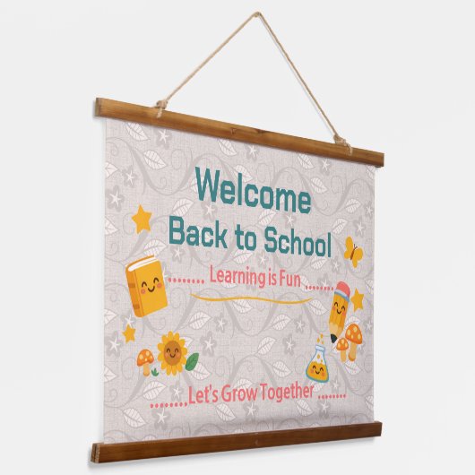 Back to School Tapestry Welcome Classroom Decor 吊り下げ型タペストリー (傾斜あり)