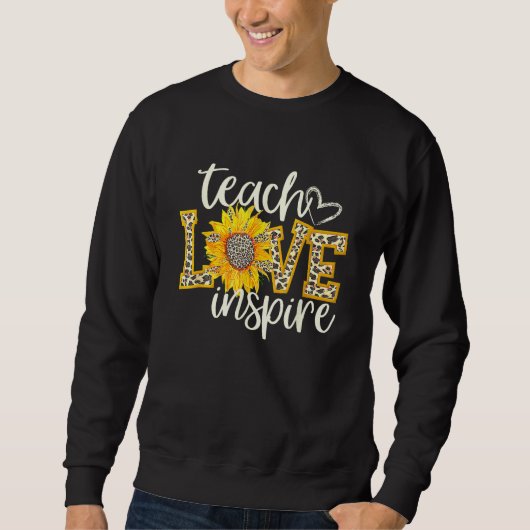 Back To School Teach Love Inspire Retro Teachers W スウェットシャツ (正面)