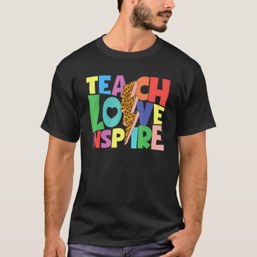 Back To School Teach Love Inspire Teachers Leopard Tシャツ (正面)