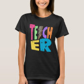 Back To School Teacher Leopard Thunder Motivationa Tシャツ (正面)