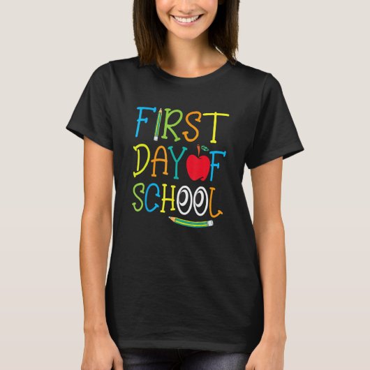 Back To School Teacher Student Happy First Day Of  Tシャツ (正面)