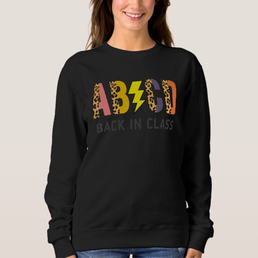 Back To School Teacher Students Leopard Abcd Back  スウェットシャツ (正面)