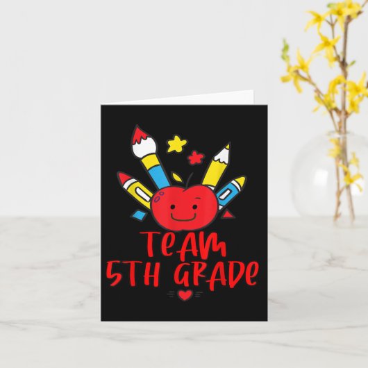 Back To School Team 5th Grade Hello Student Teache カード (黄色い花)