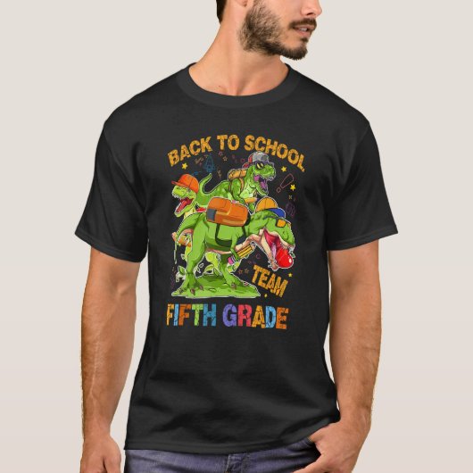 Back To School Team Fifth Grade Rex 5th Grader Din Tシャツ (正面)