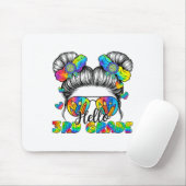 Back To School Tie Dye Hello 3rd Grade Messy Bun G マウスパッド (マウス)