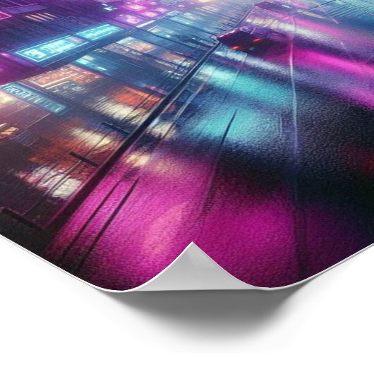 Back to School Vibrant Neon City Night Lights ポスター (角)