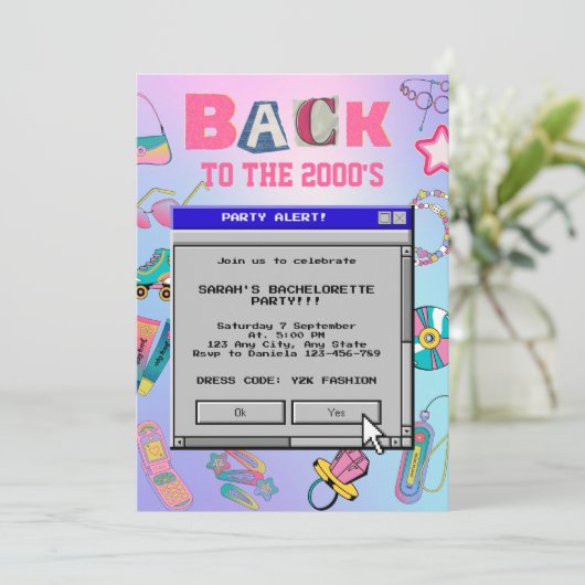Back To The 2000's Y2K Bachelorette Party 招待状 (スタンド正面)