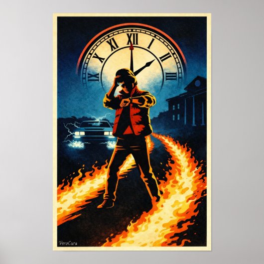 Back to the Future Inspired Retro Movie Poster Art ポスター (正面)