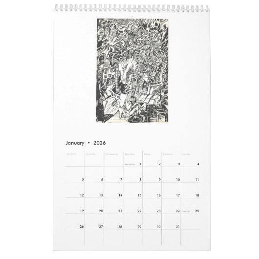 Backbrain Calendar 2026 カレンダー (1月 2026)