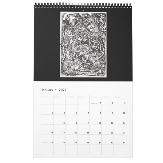 Backbrain Calendar II 2026 (Single Page, Medium) カレンダー (1月 2027)