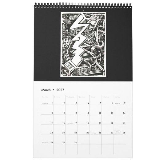 Backbrain Calendar II 2026 (Single Page, Medium) カレンダー (3月 2027)