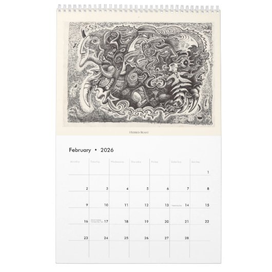 Backbrain Calendar III 2026 (Single Page) カレンダー (2月 2026)