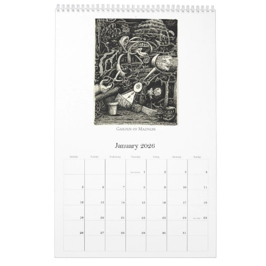 Backbrain Calendar V, 2026, Single Page カレンダー (1月 2026)