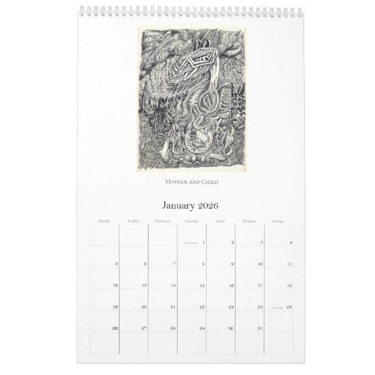 Backbrain Calendar VI, 2026, Single Page カレンダー (1月 2026)