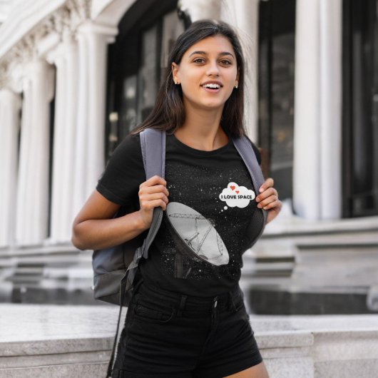 Backdrop Stars Radiotelescope Phrase I LOVE宇宙 Tシャツ