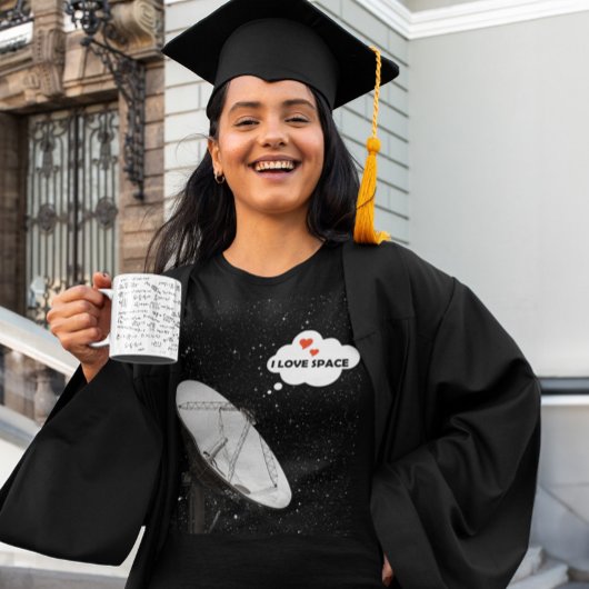 Backdrop Stars Radiotelescope Phrase I LOVE宇宙 Tシャツ