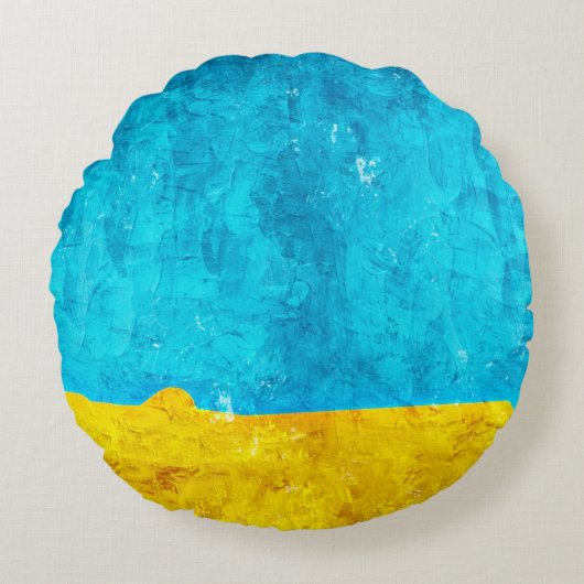 Background blue yellow art ラウンドクッション (正面)
