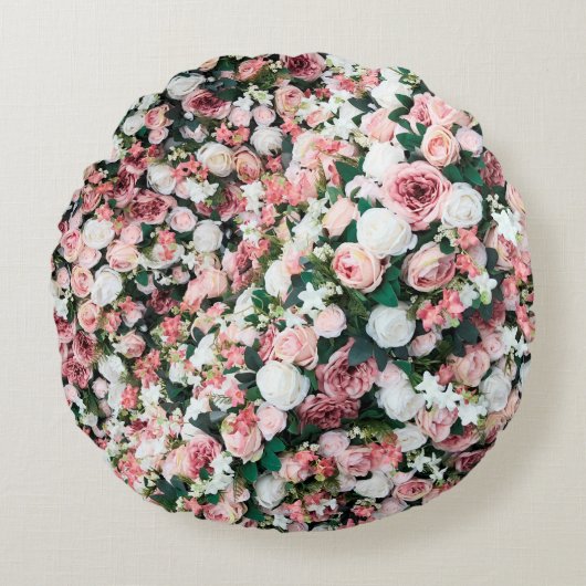 Background of bright colorful artificial flowers. ラウンドクッション (正面)