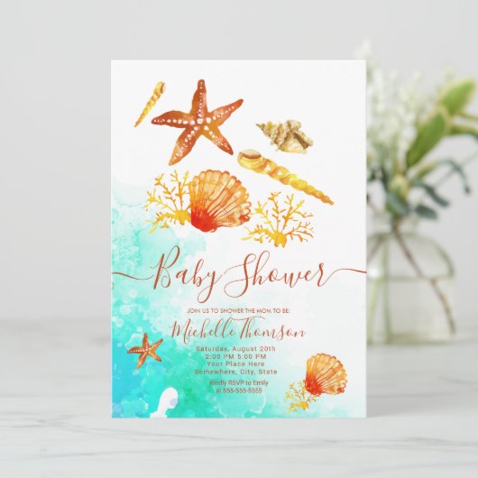 Background tropical beach aquarelae blue summer 招待状 (スタンド正面)