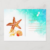 Background tropical beach watercolor save the date 案内ポストカード (裏面)