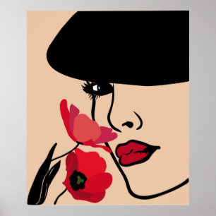 Background with a portrait of the beautiful young ポスター