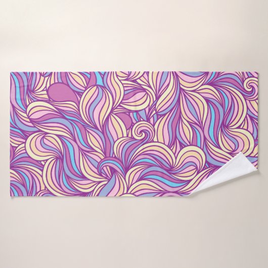 Background with abstract doodle waves バスタオル (バスタオル)