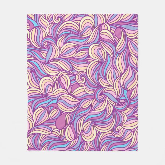 Background with abstract doodle waves フリースブランケット (正面)