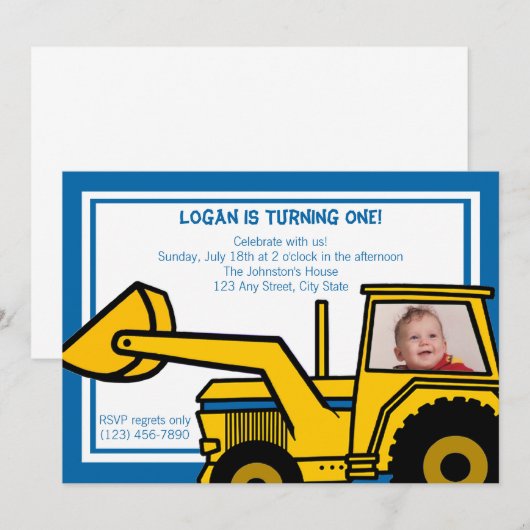 Backhoeおもしろい/写真 招待状 (正面/裏面)