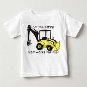 backhoe_loader、私はボスです! 、パパは私のために働きます! ベビーTシャツ