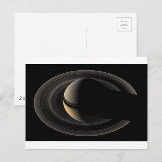 Backlit Saturn from Cassini Orbiter ポストカード (正面/裏面)